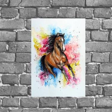 Imagem de Placa Decorativa Cavalo Aquarela 18X27Cm