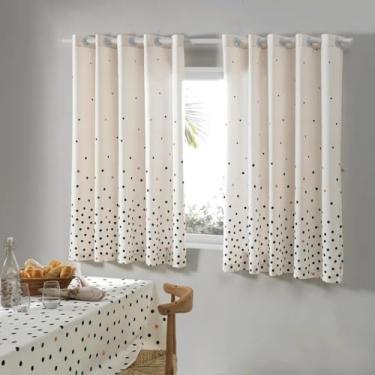 Imagem de Cortina Döhler Athenas Cozinha 2x1,5m Estampada Bege Bolinha Estampada