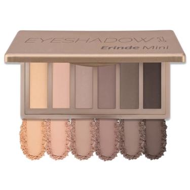 Imagem de Erinde Mini paleta de sombras – 6 sombras nude foscas, pó de sombra marrom e marrom para olhos, contorno ou sobrancelhas, paleta de maquiagem neutra de tom frio ultra misturável, longa duração com