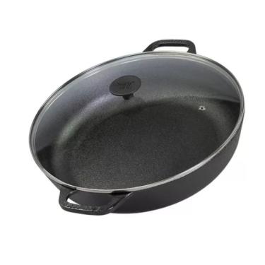 Imagem de Panela Paella de Ferro Fundido 30Cm Com Tampa De Vidro