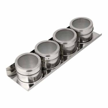 Imagem de Porta Temperos E Condimentos Magnético Inox Geladeira Cozinha