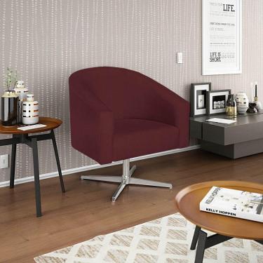 Imagem de Poltrona Decorativa Luiza Base Giratória De Metal Suede Bordô