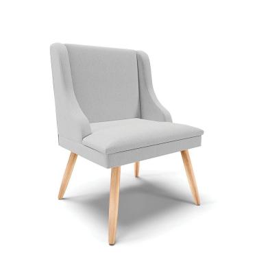 Imagem de Cadeira De Jantar Liz Linho Cinza A05 Pés Palito Natural - D'rossi