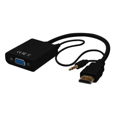 Imagem de Cabo Adaptador HDMI para VGA + P2 Plus Cable, 10 Centímetros - ADP-HDMIVGA20BK-Unissex