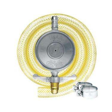 Imagem de Regulador De Gás 1kg Com Mangueira 80cm - Conexão 5-8'' Unc - Diâmetro 12mm - Segurança Garantida