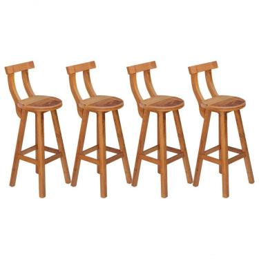 Imagem de Kit 4 Banquetas Alta Com Encosto Madeira Maciça - Natural