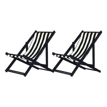 Imagem de Kit 2 Espreguiçadeiras Dobrável Black Sb-l Preto-branco