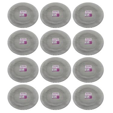 Imagem de Prato Raso Diamante Fumê de Vidro Duralex 22,4cm 12 Unidades - Nadir 5738N/001N