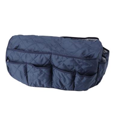 Imagem de Bolsa de armazenamento de apoio de braço para sofá, 14 bolsos multifuncionais para agenda telefônica remota de TV, com material pongee de poliéster premium (azul marinho)