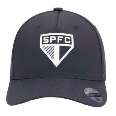 Imagem de Boné São Paulo Silk Frontal Aba Tricolor Supercap Preto-Masculino