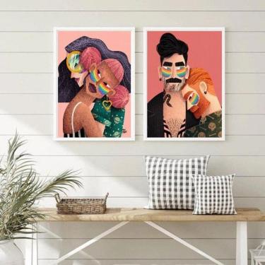 Imagem de Quadros Decorativos LGBT Gays Lésbicas 45x34cm - com Vidro