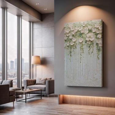 Imagem de Quadros Decorativos Cascata Verde 40x60 Moderno Luxo Sala Quarto Escri