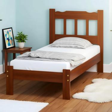 Imagem de Cama Solteiro Madeira Maciça Reforçada Marrom