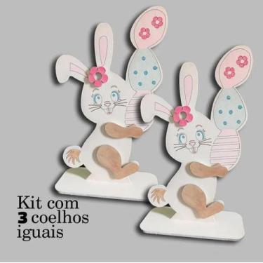 Imagem de Decoração Coelhinho De Páscoa Mdf De 3mm Pintado A Mão Com Base para f