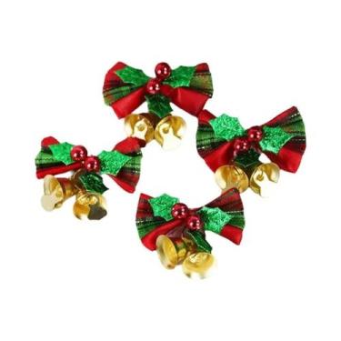 Imagem de Laços De Natal Com Sino, 6 Peças, Mini Laços Para Árvore De Natal, Enf