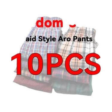 Imagem de Cuecas Boxer Masculinas De Algodão Xadrez Confortáveis E Respiráveis C