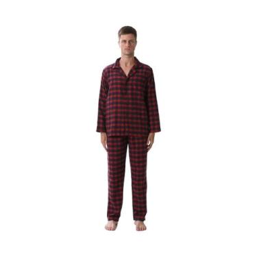 Imagem de Conjuntos De Pijamas De Flanela De Algodão Para Homens, Roupas De Dorm