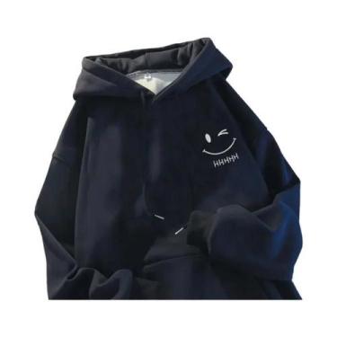 Imagem de Moletom Masculino Com Capuz E Estampa Engraçada De Rosto Sorridente, M