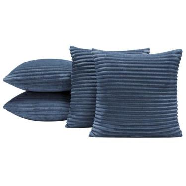 Imagem de Kit 4 Capas de Almofada Napoli 45x45 Manta Canelada - Azul - Casa Scar