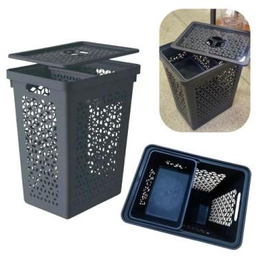 Imagem de Cesto de Roupas Multiuso com Tampa + Cestinho 6L Ideal para Banheiro e