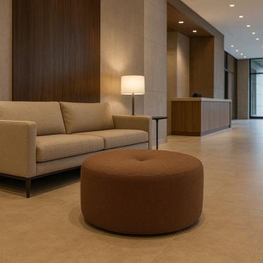 Imagem de Puff Orgânico para Sala de Estar 100cm Linho Rita Marrom