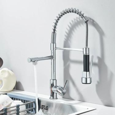 Imagem de Torneira Cozinha Monocomando Gourmet Aço Escovado Inox 304 50cm Cromada