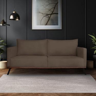 Imagem de Sofá para Sala de Estar Fixo 3 Lugares Zeki Marrom