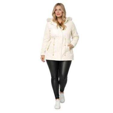Imagem de Jaqueta ParKa Sarja Peluciada Com Capuz Removivel Plus Size-Feminino