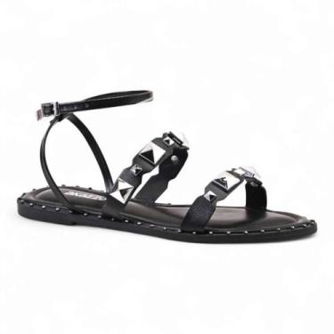 Imagem de Sandália Ana Rosa Strappy Metalizada com Spikes, Preto, 37