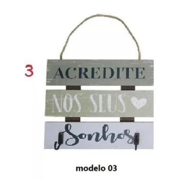 Imagem de Placa de Parede Porta Chave de Madeira Ganchos Decoração - YOUR HOUSE,