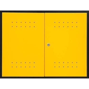 Imagem de Armário Superior Ferramentas Oficina Modular Vonder Aéreo Capacidade 30kg Aço Carbono Preto Amarelo