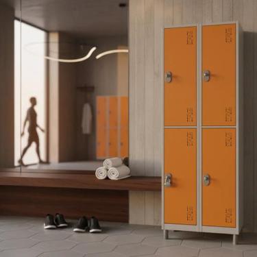 Imagem de Roupeiro Aço 4 Portas 191x85x40Cm Academia Vestiário Tranca - W3, Lara