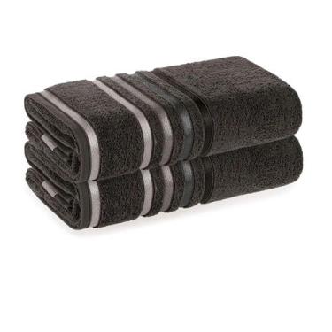 Imagem de Kit Jogo De Toalhas Karsten 2 Peças Rosto Lumina Fio Penteado Cor:Cinz