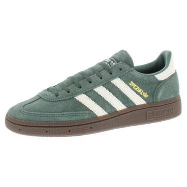 Imagem de adidas Tênis feminino Handball Spezial Lifestyle (alumínio/verde universitário/chiclete), Verde/rosa, 40