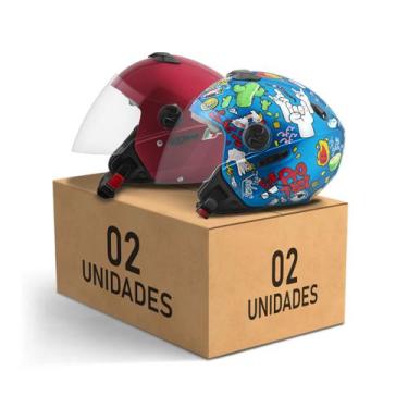 Imagem de Kit capacete aberto protork new atomic elite + new atomic universe - P
