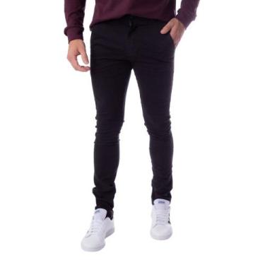 Imagem de Calça Masculina de Sarja HMO Jeans Skinny Preto, Preto, 38