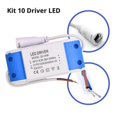 Imagem de Kit 10 Driver LED 48W 600mA Bivolt Para Painel LED Plafon - X7