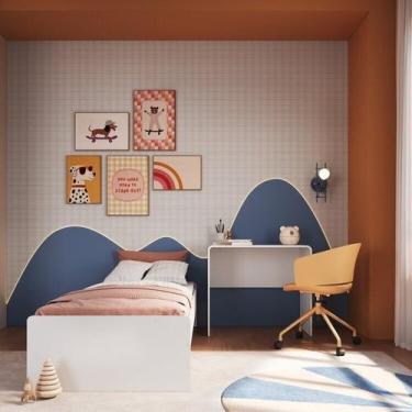 Imagem de Cama Infantil Juvenil com Escrivaninha e Estante com Colchão Incluso -