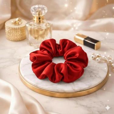 Imagem de Kit 30 Xuxinhas de Cetim com Costura Embutida Scrunchies Frufru Rabicó