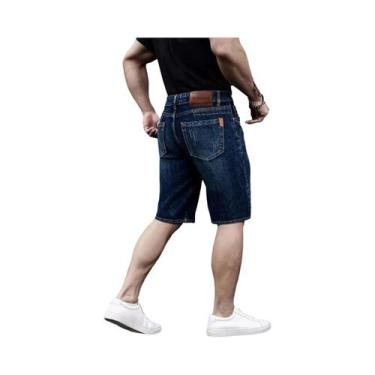 Imagem de Calças Jeans Masculinas Casuais Com Stretch, Clássicas Em Azul E Preto