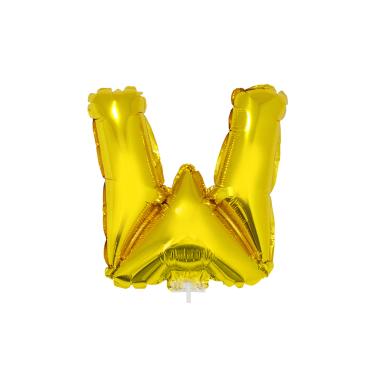 Imagem de Balão Metalizado 16" Funny Letra W Dourado com Suporte