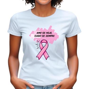 Imagem de Blusa Outubro Rosa Laço Babylook Se Cuide Toque Camisa Plus Campanha P