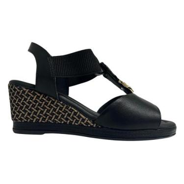 Imagem de Sandália piccadilly anabela ref: 408240 feminino, Preto, 35