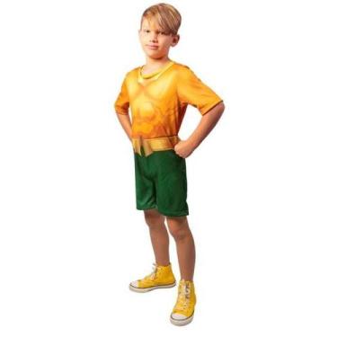 Imagem de Fantasia Infantil Premium Aquaman Roupa Original Curta - Super Magia, 