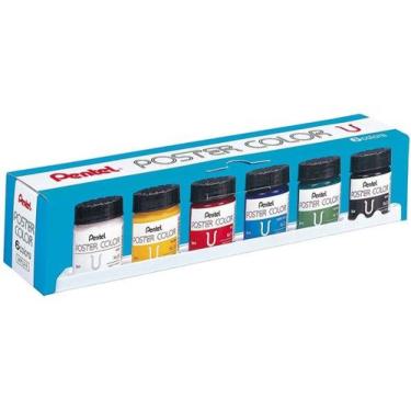 Imagem de Kit de 6 Tintas Guaches Profissionais Poster Color PENTEL - WPU2-6
