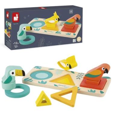 Imagem de Brinquedo Encaixa Formas Infantil Educativo em Madeira Passarinhos Tro