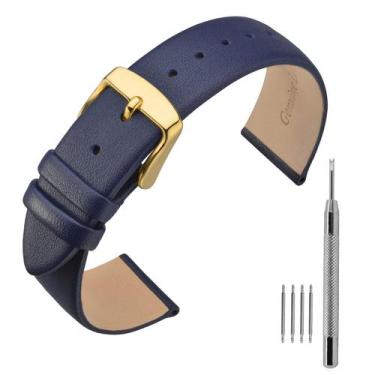 Imagem de Pulseiras de relógio ANNEFIT em couro de bezerro de 16 mm com fivela d