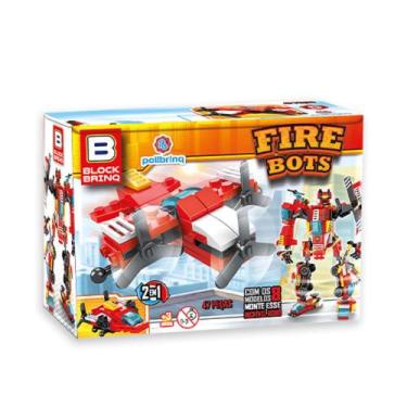 Imagem de Blocos de Montar Polibrinq Fire Bots Sortido 47 peças
