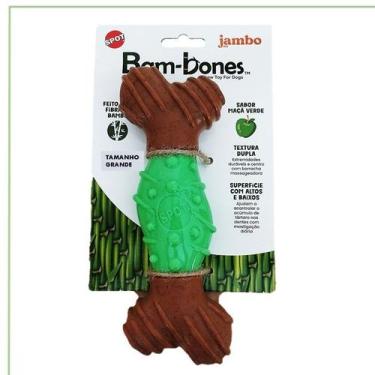 Imagem de Brinquedo Mordedor para cachorro Osso Bambone G Maçã Verde - Jamboa, M