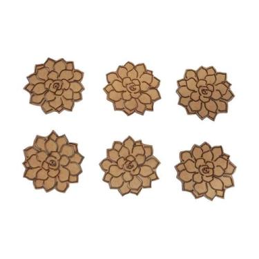Imagem de Porta Copos Com 6 Unidades Suculenta Mdf Cru 10.091 - Fabricando Arte